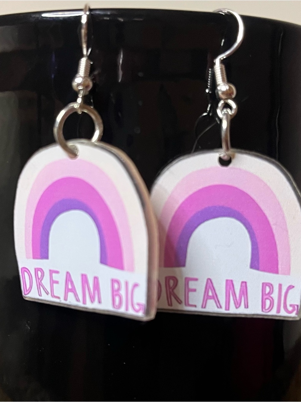 Source Unknown Pink and Purple Rainbow 'Dream Big' Earrings